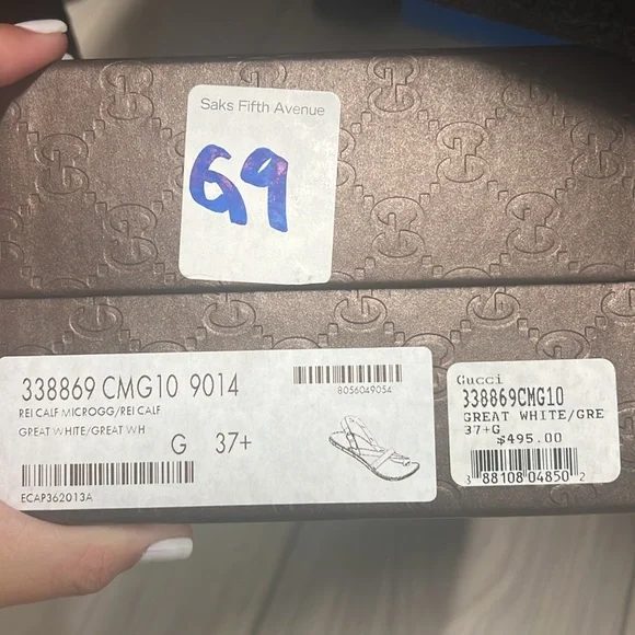 Gucci White and Brown Leather Sandals - Picture 6 of 6